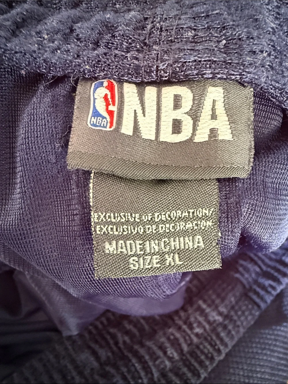 NBA Men's Dark Navy Athletic Basketball Shorts with White/Silver Accent. Size XL